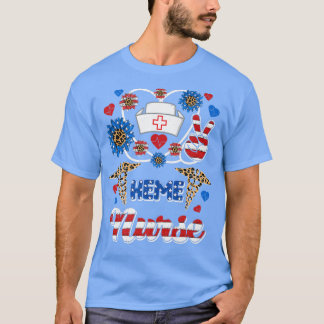 Leopard Sunflower HEME Nurse American Flag Fabel 4 T-Shirt