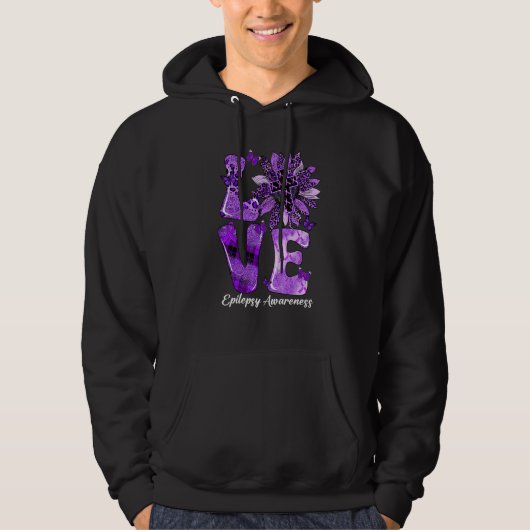 Leopard Sunflower LOVE Purple Ribbon Epilepsy Awar Hoodie (Vorderseite)