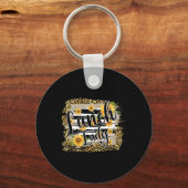 Leopard Sunflower Lunch Lady First Day Ck To Schoo Schlüsselanhänger (Vorderseite)