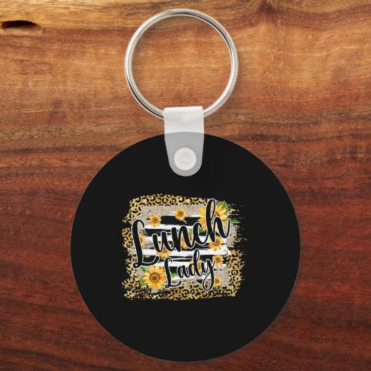 Leopard Sunflower Lunch Lady First Day Ck To Schoo Schlüsselanhänger (Vorderseite)