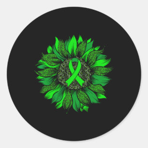 Leopard Sunflower Mental Health Awareness Green Ri Runder Aufkleber
