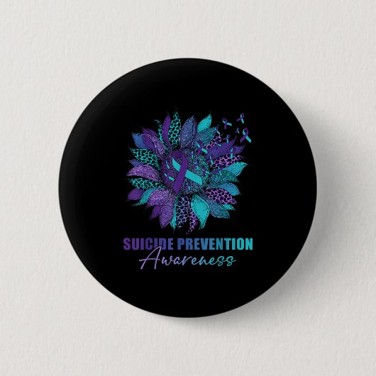 Leopard Sunflower Suicide Prevention Awareness Day Button (Vorderseite)