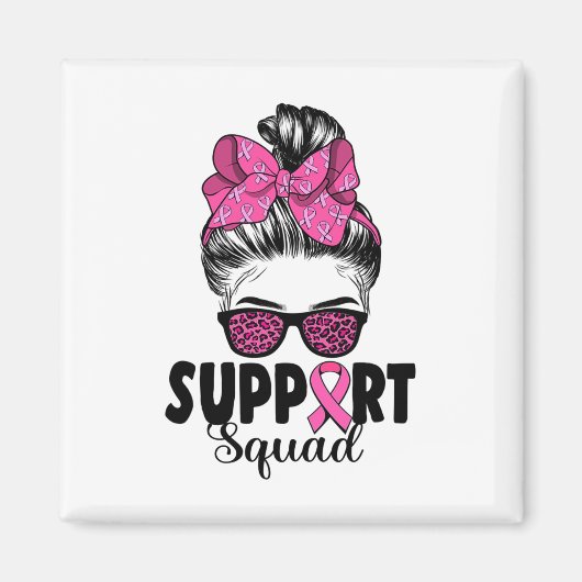 Leopard Sungles Messy Bun Support Squad Brust kann Magnet (Vorne)