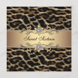 Leopard Sweet Sixteen Geburtstagsfeier Einladung
