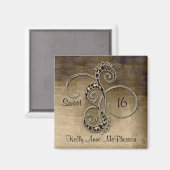 Leopard Swirl Sweet 16 Square Magnet (Vorderseite/Rückseite)