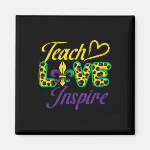 Leopard Teach Liebe Inspirierte Mardi Gras Teacher Magnet