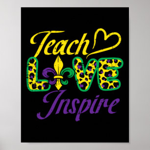 Leopard Teach Liebe Inspirierte Mardi Gras Teacher Poster