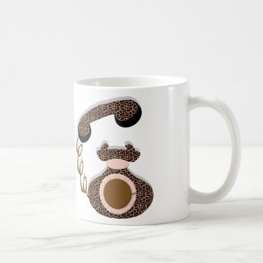 Leopard-Telefon mit Bogen Kaffeetasse (Rechts)