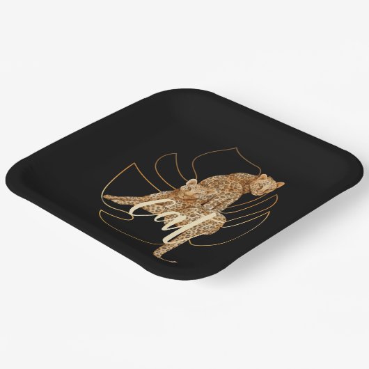 Leopard-Teller Pappteller (Gewinkelt)