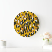 Leopard Texture Animal Print Hintergrund Große Wanduhr (Zuhause)