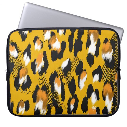 Leopard Texture Animal Print Hintergrund Laptopschutzhülle (Vorderseite)