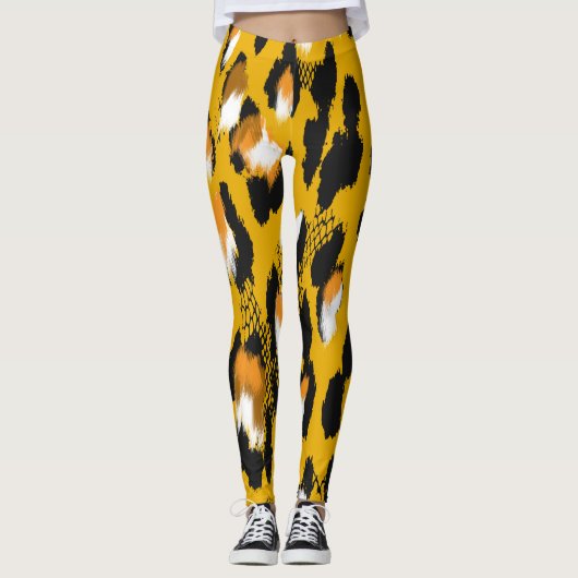 Leopard Texture Animal Print Hintergrund Leggings (Vorderseite)