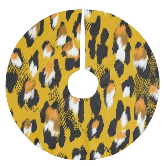 Leopard Texture Animal Print Hintergrund Polyester Weihnachtsbaumdecke (Vorderseite)