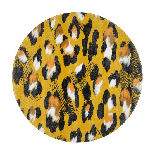 Leopard Texture Animal Print Hintergrund Schneidebrett (Vorderseite)