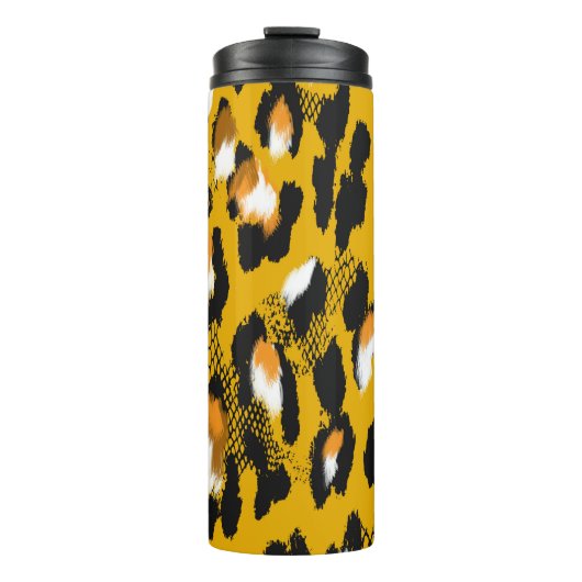 Leopard Texture Animal Print Hintergrund Thermosbecher (Vorderseite)