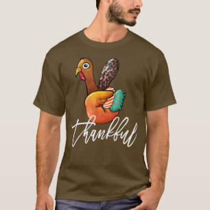 Leopard Thanksgiv dankbar Türkei Friedenszeichen T-Shirt