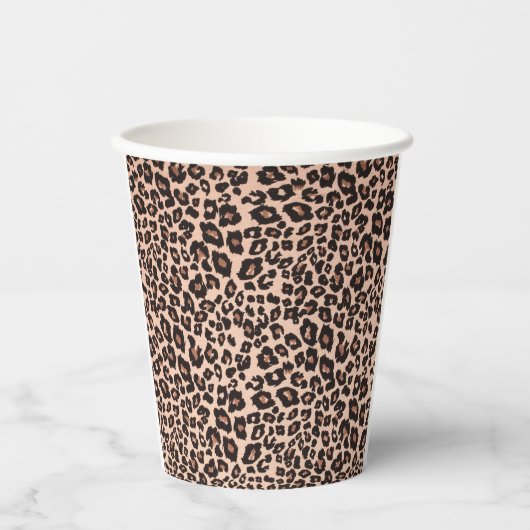 Leopard Theme Cups - Elegantes Schwarz & Gold Pappbecher (Vorderseite)