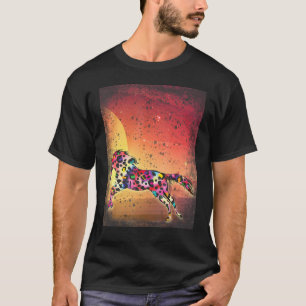 Leopard Tie Dye Tiedye Pferd Springt Mond Surreal T-Shirt