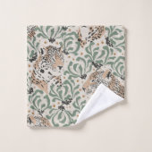 Leopard Tier Beige Modern Badhandtuch Set (Waschlappen)