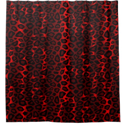 Leopard-Tier-Drucke in tiefem dunkelrotem Duschvorhang (Vorderseite)