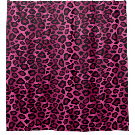 Leopard-Tier-Drucke in tiefrosa Duschvorhang (Vorderseite)