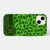 Leopard Tier grünes Monogramm iPhone Hülle (Rückseite (Horizontal))