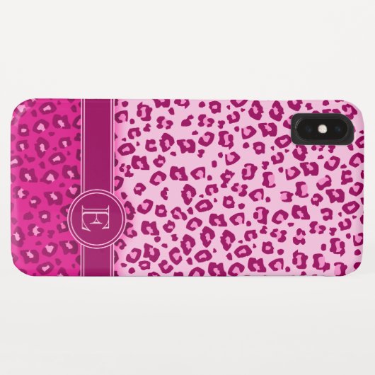 Leopard-Tierabdruck Rosa, kundenspezifische Monogr Case-Mate iPhone Hülle (Rückseite (Horizontal))