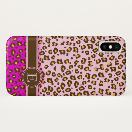 Leopard-Tierabdruck Rosa-Monogramm-iPhone-Gehäuse Case-Mate iPhone Hülle (Rückseite (Horizontal))