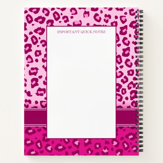 Leopard-Tierabdruck rosa Monogramm mit schnellem R Notizblock (Rückseite)