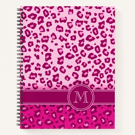 Leopard-Tierabdruck rosa Monogramm mit schnellem R Notizblock (Vorderseite)