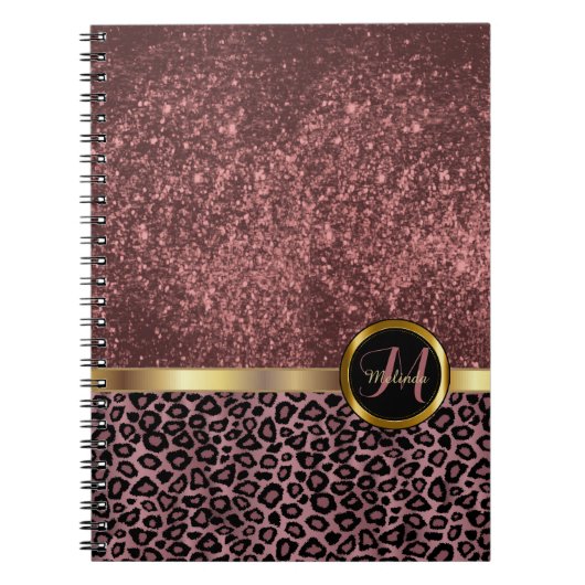 Leopard-Tierausdruck mit Rose Gold Glitzer Notizblock (Vorderseite)