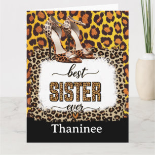 Leopard-Tierdruck-Karte für Schwester – Stylisch  Karte