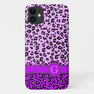 Leopard-Tierdruck lila Monogramm Case-Mate iPhone Hülle