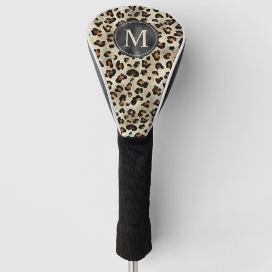 Leopard-Tierdruck Mit Schwarzer Falscher Folienmon Golf Headcover (Vorderseite)