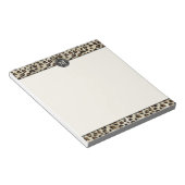 Leopard-Tierdruck mit schwarzer Fauxfolie-Monogram Notizblock (angewinkelt)