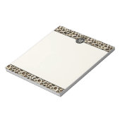 Leopard-Tierdruck mit schwarzer Fauxfolie-Monogram Notizblock (Rotiert)