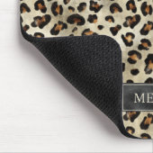 Leopard-Tierdruck mit schwarzer Fauxfolie und Name Mousepad (Ecke)