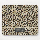 Leopard-Tierdruck mit schwarzer Fauxfolie und Name Mousepad (Vorne)