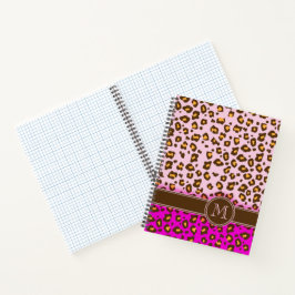 Leopard-Tierdruck rosa braun Monogramm schnell Ref Notizblock