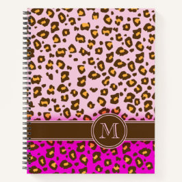 Leopard-Tierdruck rosa braun Monogramm schnell Ref Notizblock