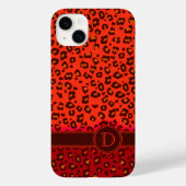 Leopard-Tierdruck Rot-Monogramm-iPhone-Gehäuse Case-Mate iPhone Hülle (Rückseite)
