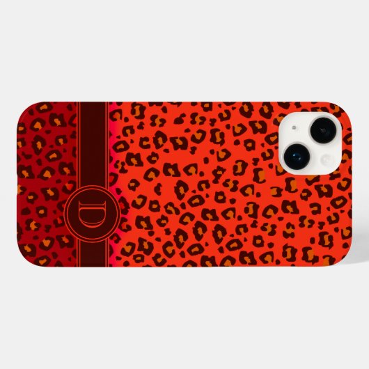 Leopard-Tierdruck Rot-Monogramm-iPhone-Gehäuse Case-Mate iPhone Hülle (Rückseite (Horizontal))