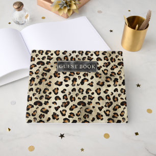Leopard Tierdruck Schwarz Faux Folie Und Titel Gästebuch