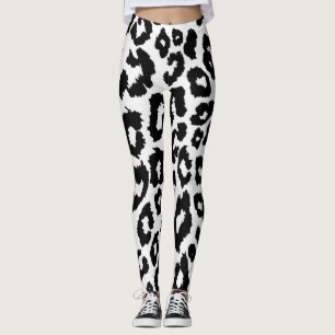 Leopard Tierdruck Schwarz und Weiß Leggings