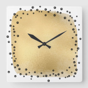 LEOPARD TIERDRUCKGOLD BLACK SQUARE WALD CLOCK QUADRATISCHE WANDUHR