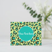Leopard Tierdruckmuster Circle Yellow Aquamarin Postkarte (Stehend Vorderseite)
