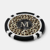 Leopard-Tierdruckmuster in Beige und Monogramm Pokerchips (Einzeln)