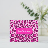 Leopard-Tierdruckmuster in hellrosa Farbe Postkarte (Stehend Vorderseite)