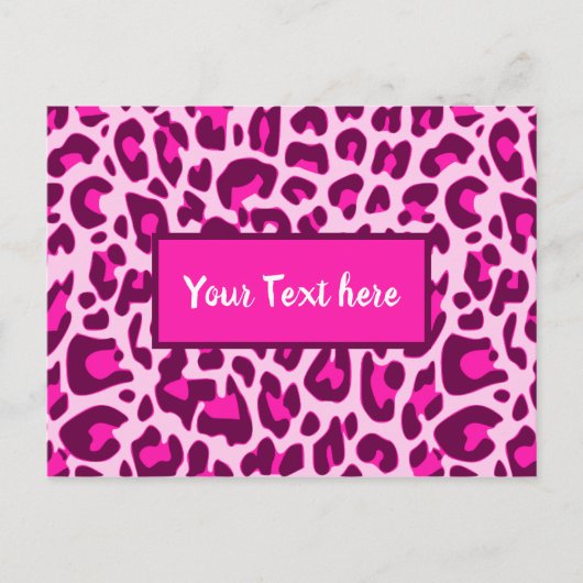 Leopard-Tierdruckmuster in hellrosa Farbe Postkarte (Vorderseite)