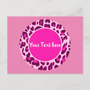 Leopard-Tierdruckmuster Kreis Mode Rosa Postkarte